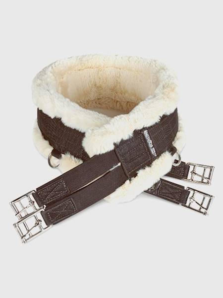 Popręg nylon 135 brąz z futrem Equiline