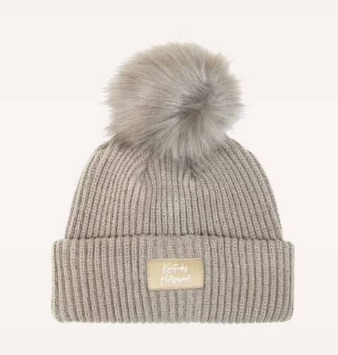 Czapka z. beż Beanie pompon Kentucky