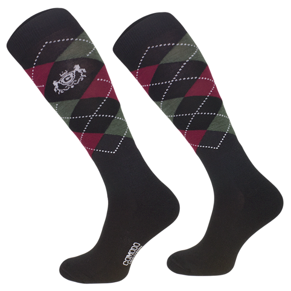 Skarpety 39/42 bordowe krata Merino Mondo