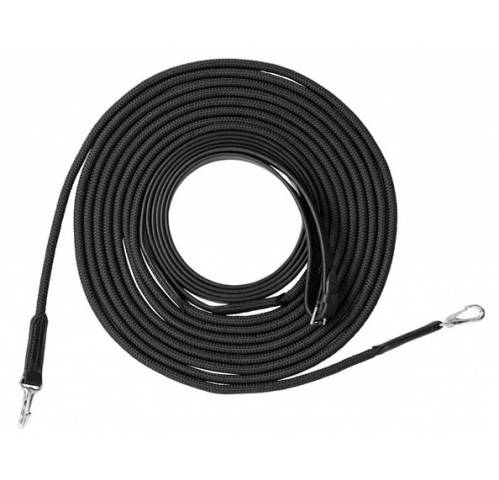 Wodze do lonżowania sznurek/skóra czarne Ekkia