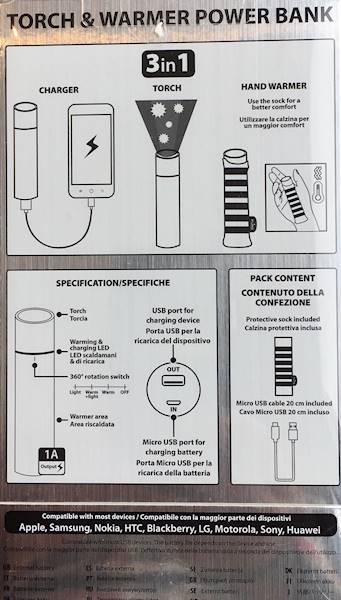 PURO Power Bank 2200mAh + latarka + ogrzewacz do d
