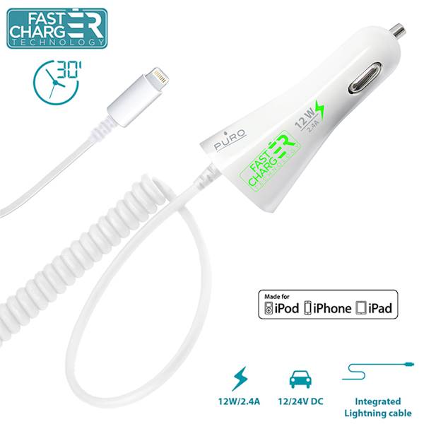 PURO Ładowarka samochodowa Apple 2.1A złącze Light