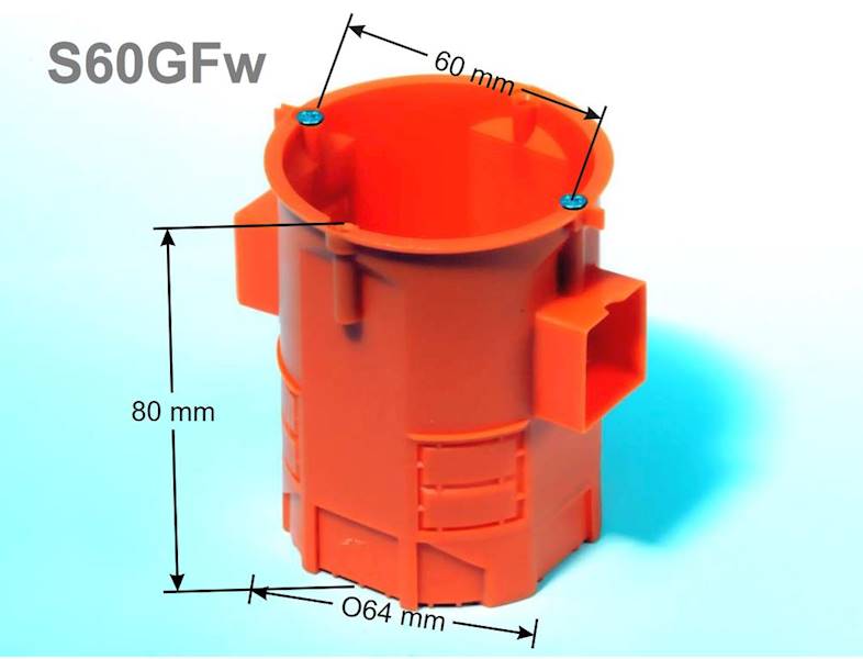 Puszka podtynkowa 60mm głęboka pomarańczowa S60GFw