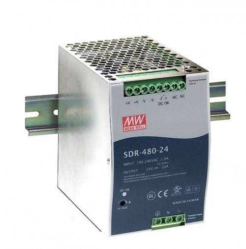 SDR-480-24 zasilacz na szynę DIN 480W 24V 20A