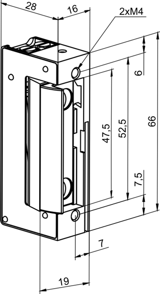 Elektrozaczep symetryczny wąski, rewersyjny