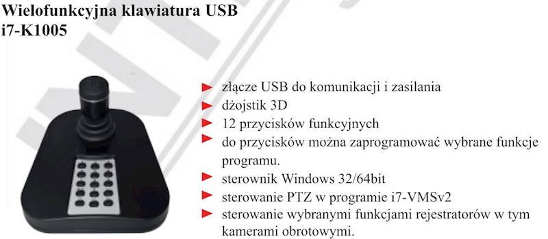 I7-K1005 KLAWIATURA PTZ 3D, USB 
