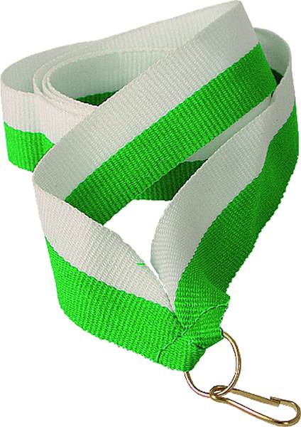 wstążka biało/zielona 1 cm
