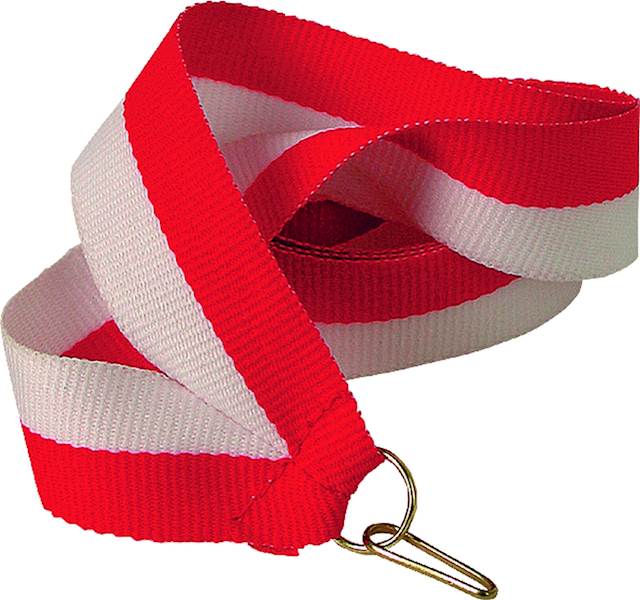 wstążka biało/czerwona 1 cm