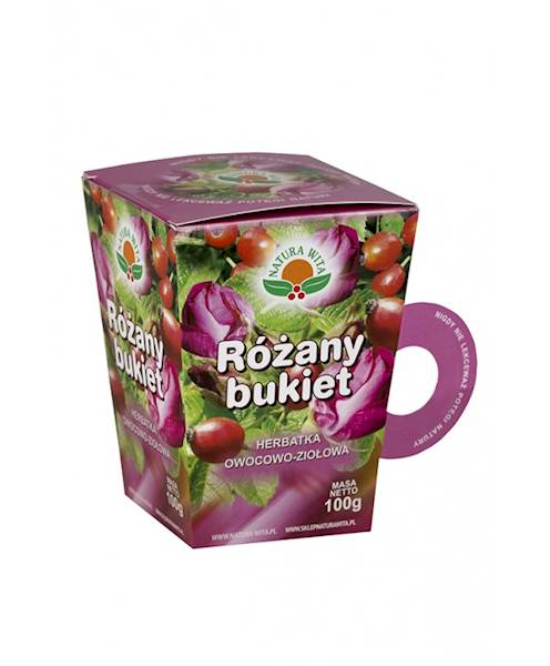 Herbata owocowo ziołowa różany bukiet 100g kubek