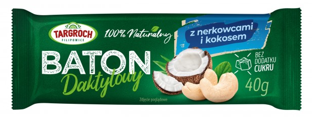 Baton daktylowy z nerkowcami i kokosem 40g05
