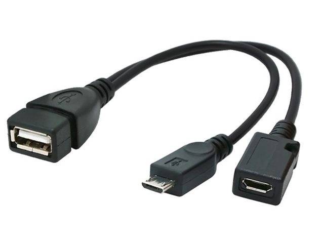 Kabel micro usb -> USB A (F) OTG + zasilanie