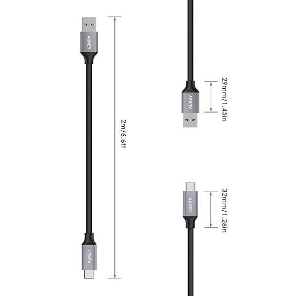 Kabel Aukey USB C - USB 3.1 | 2m | QC | CB-CD3