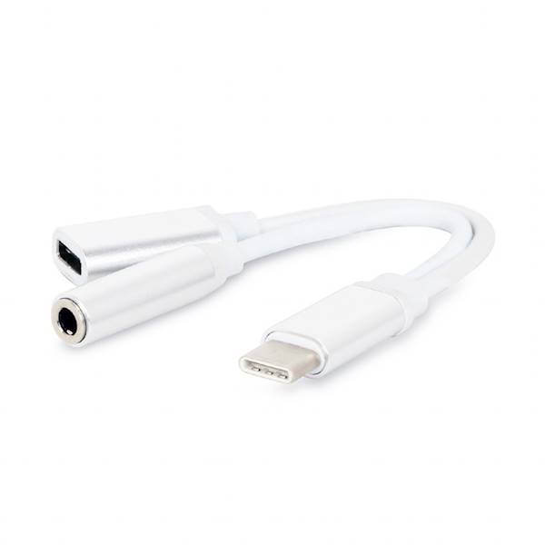 Adapter USB C (M) -> C (F) + gniazdo Jack 3.5mm