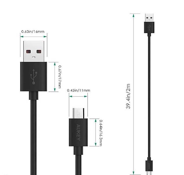 Kabel Aukey micro USB - USB 2.0 | 2A-5A | 2m CB-D9