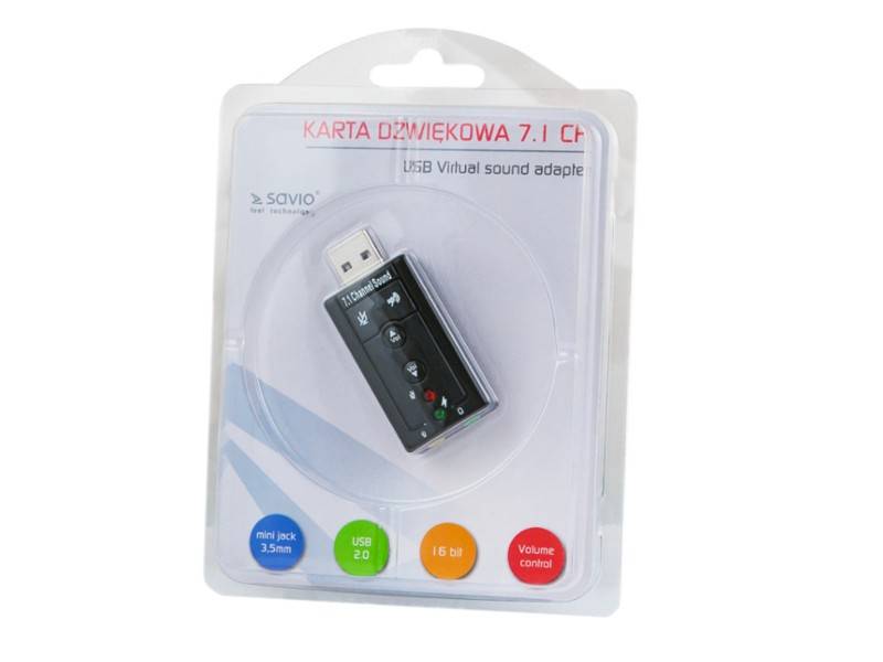 Karta dźwiękowa Savio AK-01 | 7.1 | USB