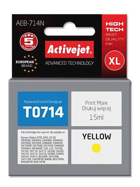 Tusz ActiveJet do Epson | AEB-714N | Żółty 15ml