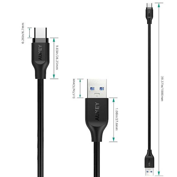 Kabel Aukey USB C - USB 3.0 | 1m | CB-CD4