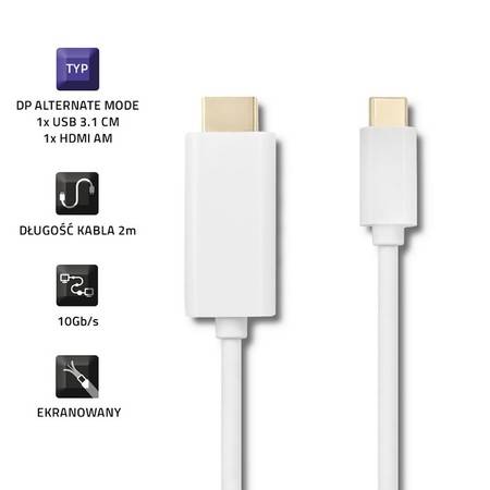 Kabel USB C -> HDMI |  4K 30Hz | 2m