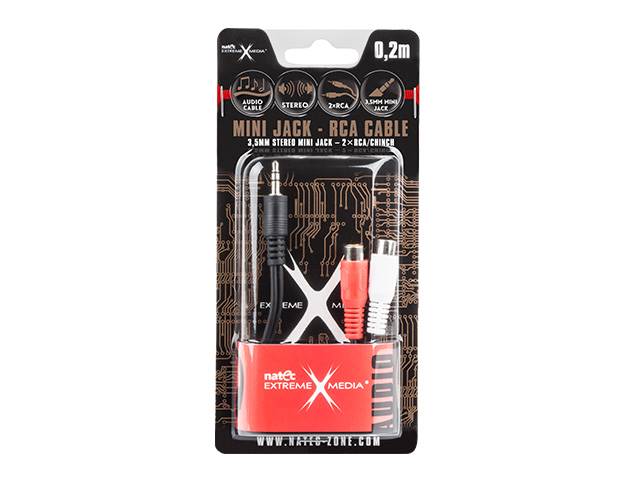 Kabel / Adapter 2x Chinch (F) -> 1x Jack 3.5mm