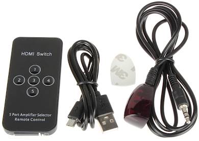 Przełącznik / Switch HDMI 5x IN -> 1x OUT + pilot