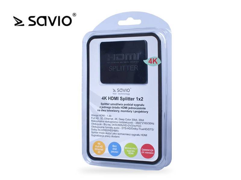 Splitter HDMI Savio CL-93 | Out 2x HDMI 4K