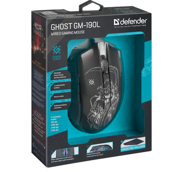 Mysz Defender Ghost GM-190L 3200DPI + podkładka