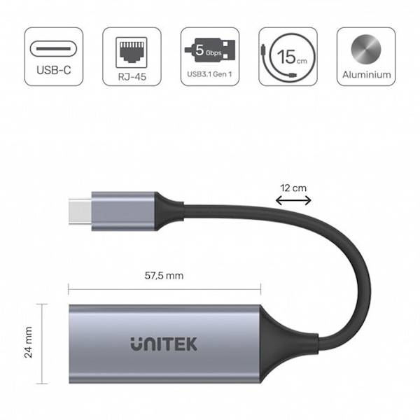 Karta sieciowa Unitek USB C -> RJ45 GBPS | U1312A