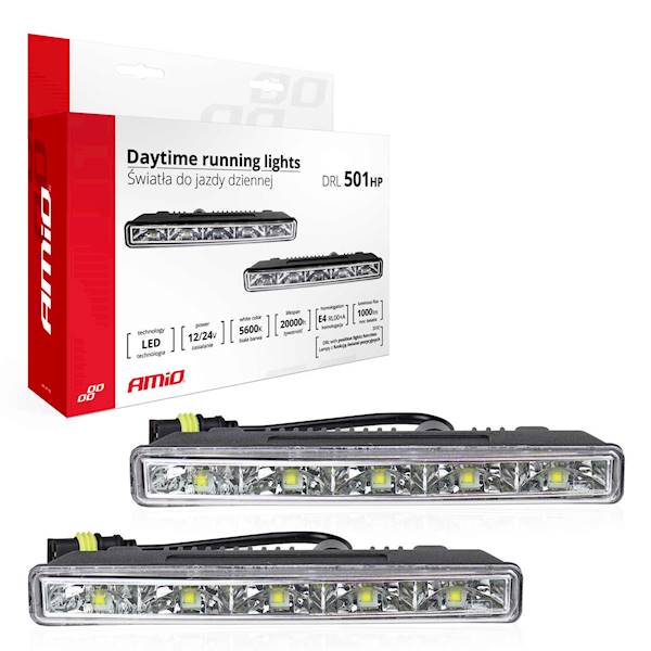 Światła do jazdy dziennej AMiO DRL 501 HP