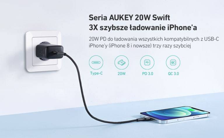 Mini ładowarka sieciowa USB-C AUKEY 