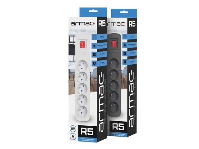 Listwa zasilająca Armac R5 | 5gn. | 3m SZARA
