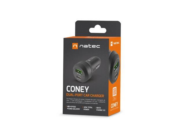Ładowarka samochodowa NATEC CONEY QC + PD 48W