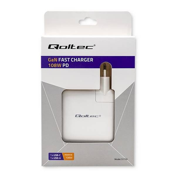 Zasilacz Qoltec GaN FAST PD 108W | 5-20V | 3-4.7A