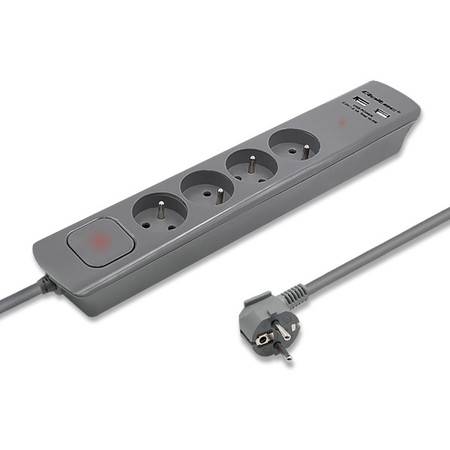 Listwa zasilająca Qoltec | 4gn + 2xUSB | 1.8m
