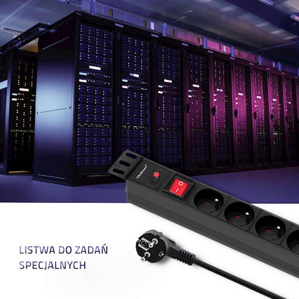 Listwa zasilająca Qoltec | 8 gn. | 2m | RACK 19"1U