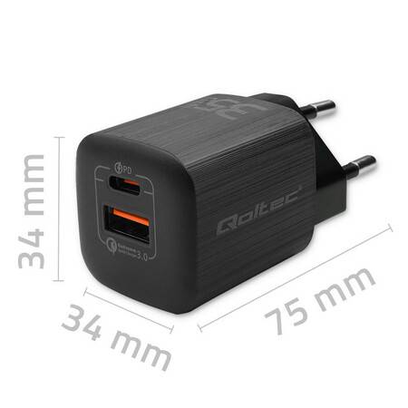 Qoltec Ładowarka sieciowa USB + C 35W | PD QC 3.0