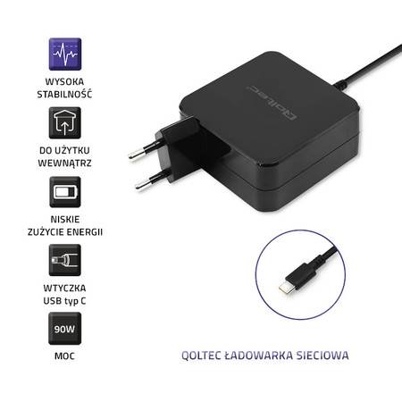 Qoltec Ładowarka sieciowa 90W|20.3V|4.5A| Typ C