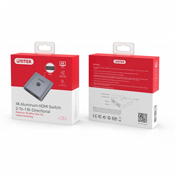 UNITEK Przełącznik HDMI 2 port Bi-Direction