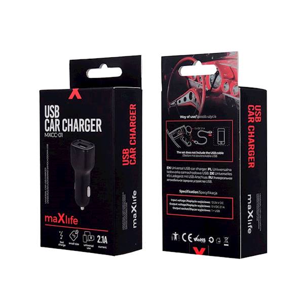 Ładowarka samochodowa Maxlife 1x USB 2.1A
