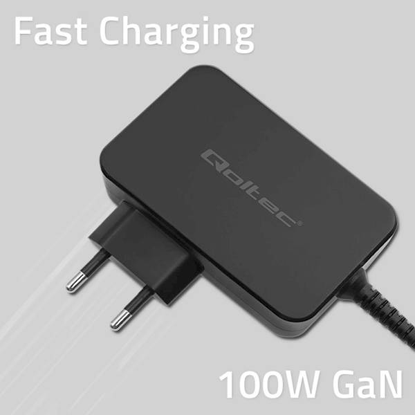 Qoltec Ładowarka GaN POWER PRO | 1xUSB-C | 100W | 