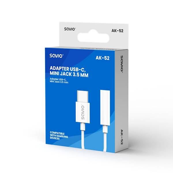 Savio Adapter USB-C - Mini Jack 3,5 mm, Samsung