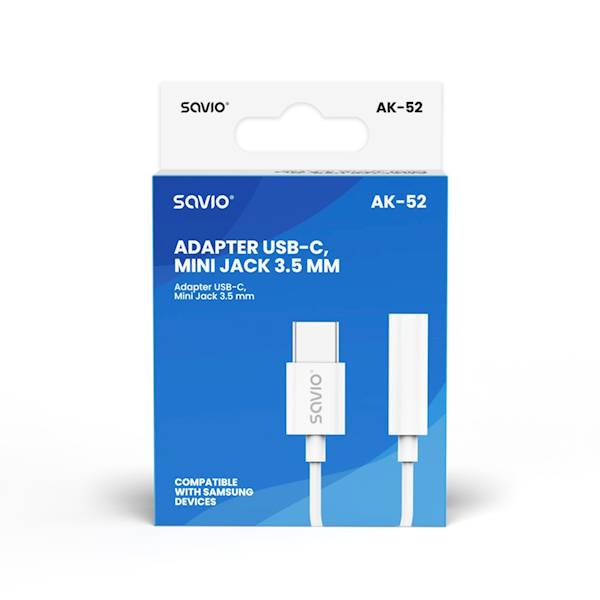 Savio Adapter USB-C - Mini Jack 3,5 mm, Samsung
