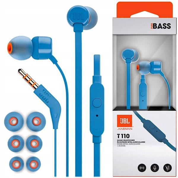 Słuchawki z mikrofonem JBL T110 Niebieskie