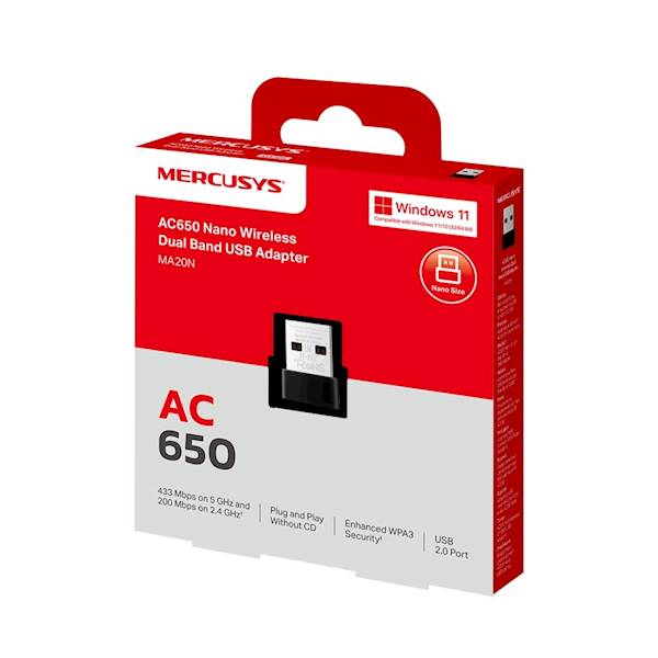 Karta sieciowa USB Mercusys MA20N AC650