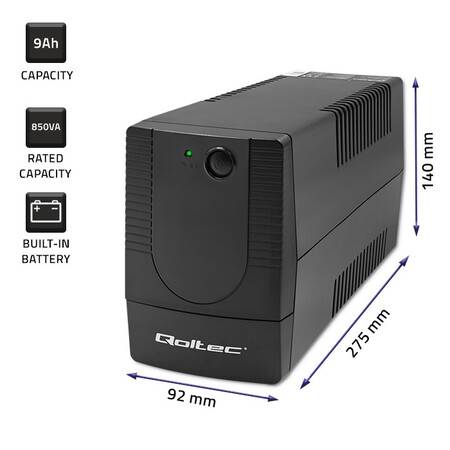 Qoltec Zasilacz awaryjny UPS Monolith 850VA 480W