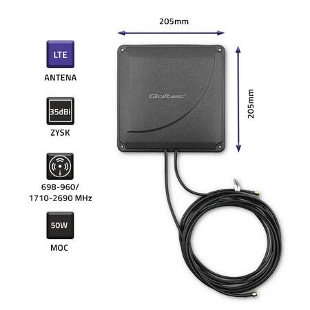 Qoltec Antena 4G LTE MIMO 35dBi 2x 3m SMA