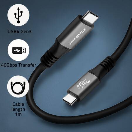 Qoltec Kabel USB 4 TB4 typ C | 240W | 1m | PD 3.1 