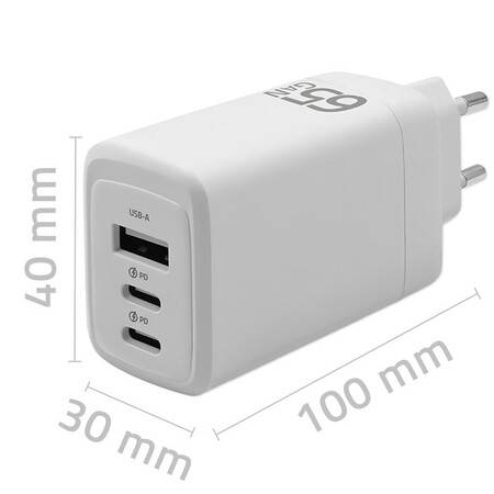 Qoltec Ładowarka sieciowa 65W GaN | 5-20V| 3-3.25A