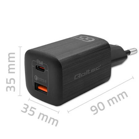 Ładowarka sieciowa Qoltec 65W | 5-20V | 3-3.25A PD