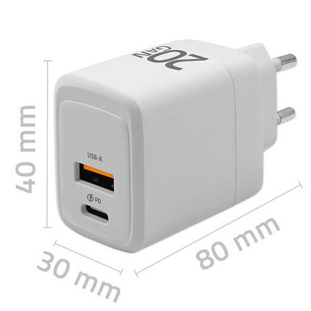 Ładowarka sieciowa 20W GaN | 5-20V |1.5-3A USB C