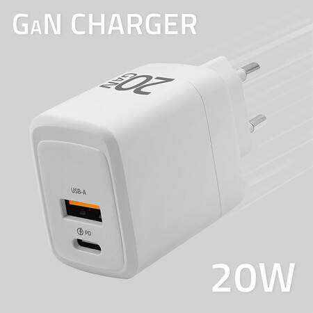 Ładowarka sieciowa 20W GaN | 5-20V |1.5-3A USB C